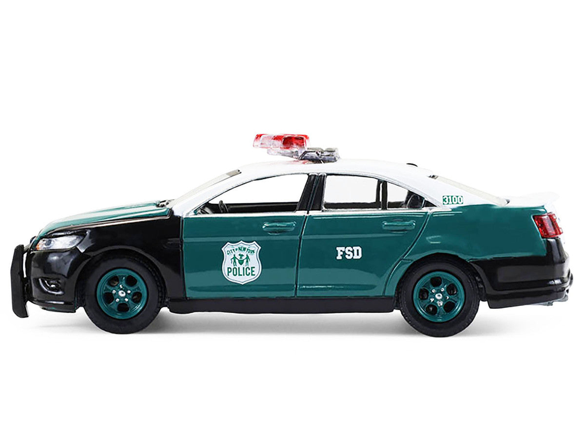 2014 Ford Taurus "New York Police Department (NYPD) Vintage Tribute Livery" Green and Black with White Top "Hot Pursuit" Series 47 1/64 Diecast Model Car by Greenlight Greenlight