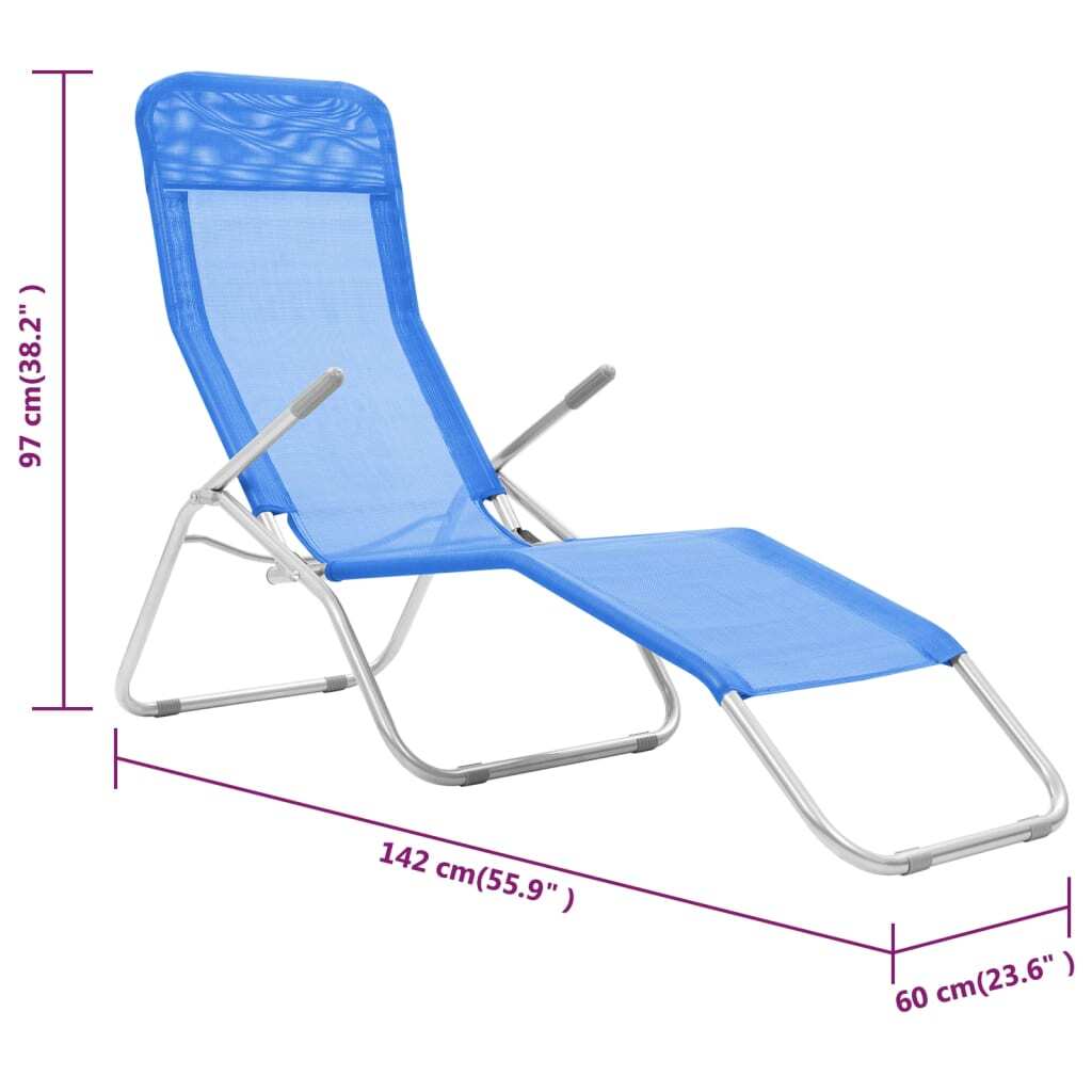 Folding Sun Loungers 2 pcs Textilene Blue W2B