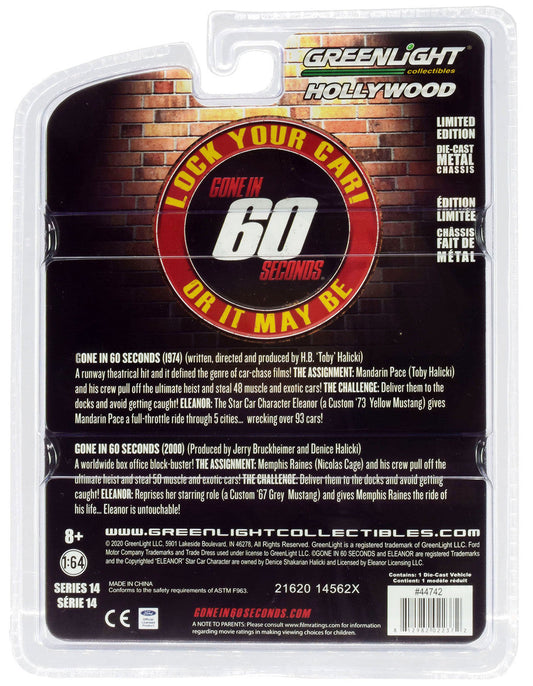 1967 Ford Mustang Custom "Eleanor" "Gone in 60 Sixty Seconds" (2000) Movie 1/64 Diecast Car Model by Greenlight Greenlight