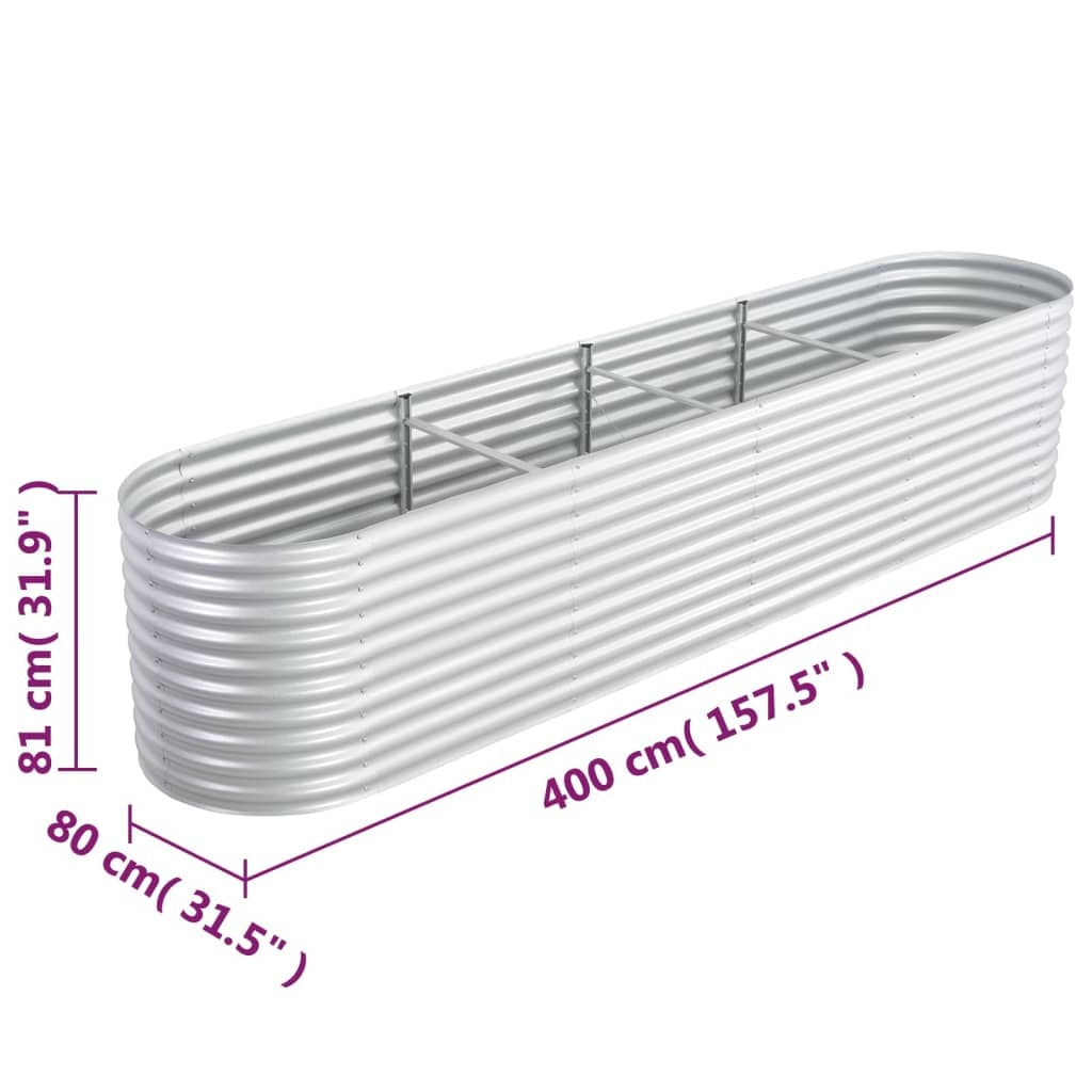Garden Raised Bed 157.5"x31.5"x31.9" Galvanized Steel Silver W2B