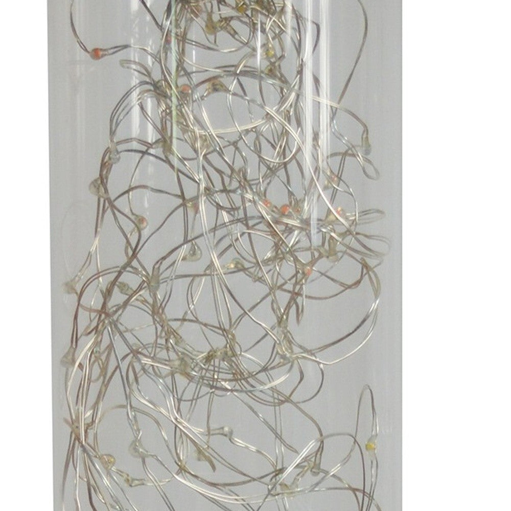 13" Silver Metal Column LED Rope Table Lamp With Clear W2B