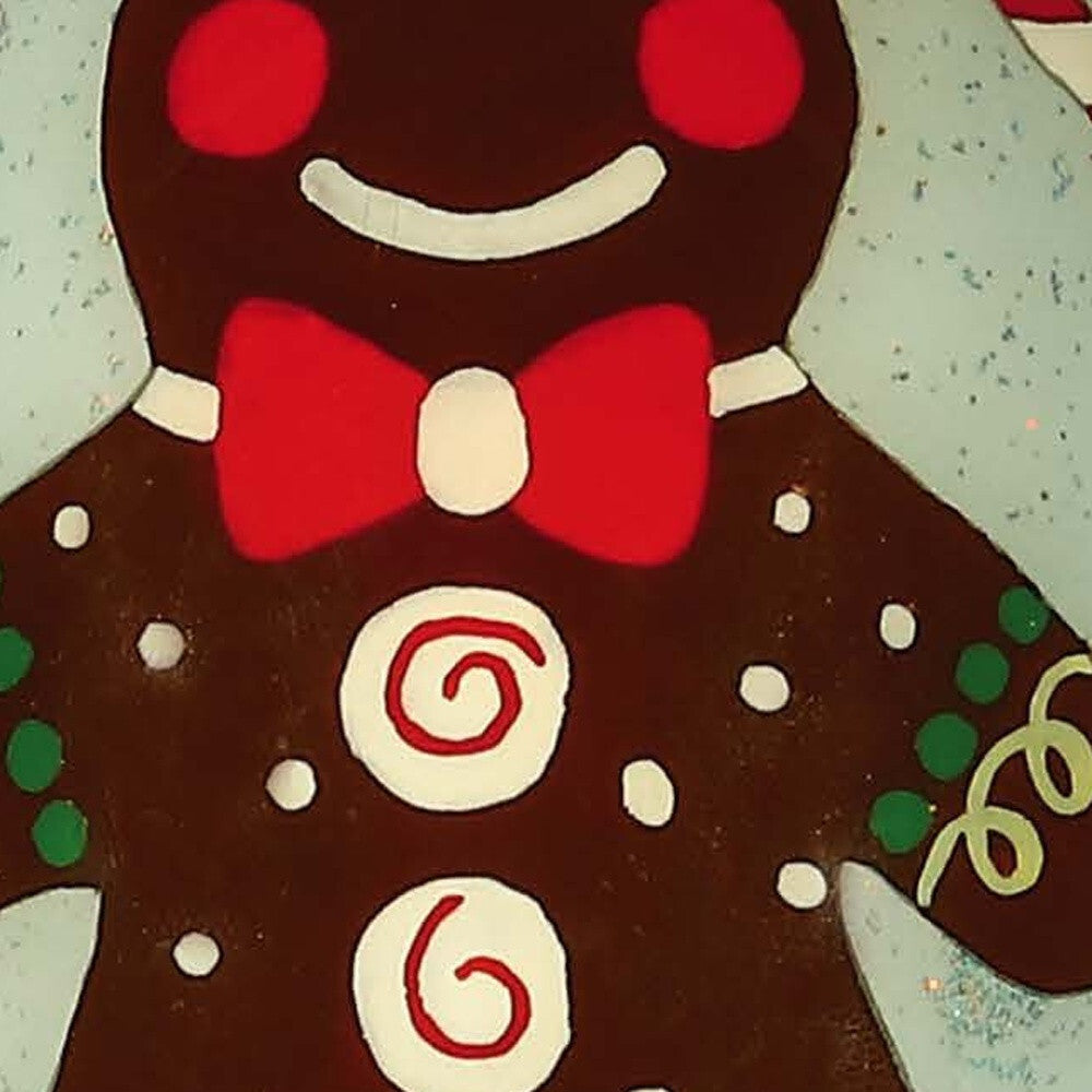 Festive Glitter Gingerbread Man Hand Painted Mouth Blown Glass Ornament W2B