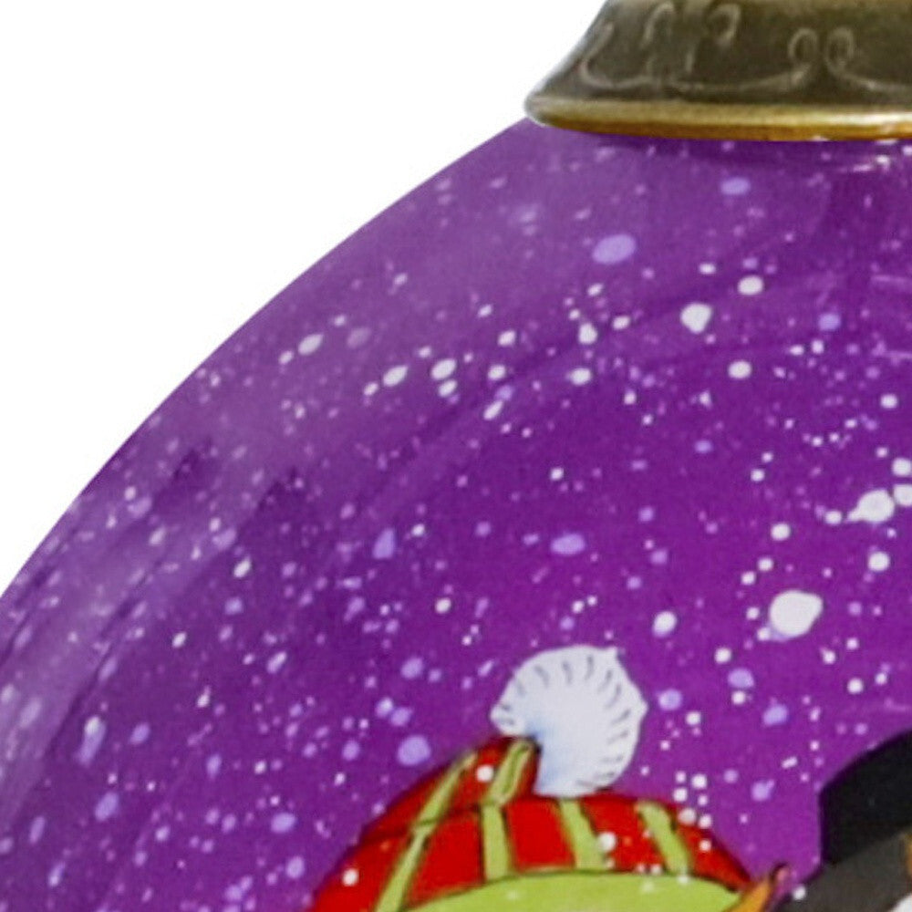 Amore Snowmen Hand Painted Mouth Blown Glass Ornament W2B