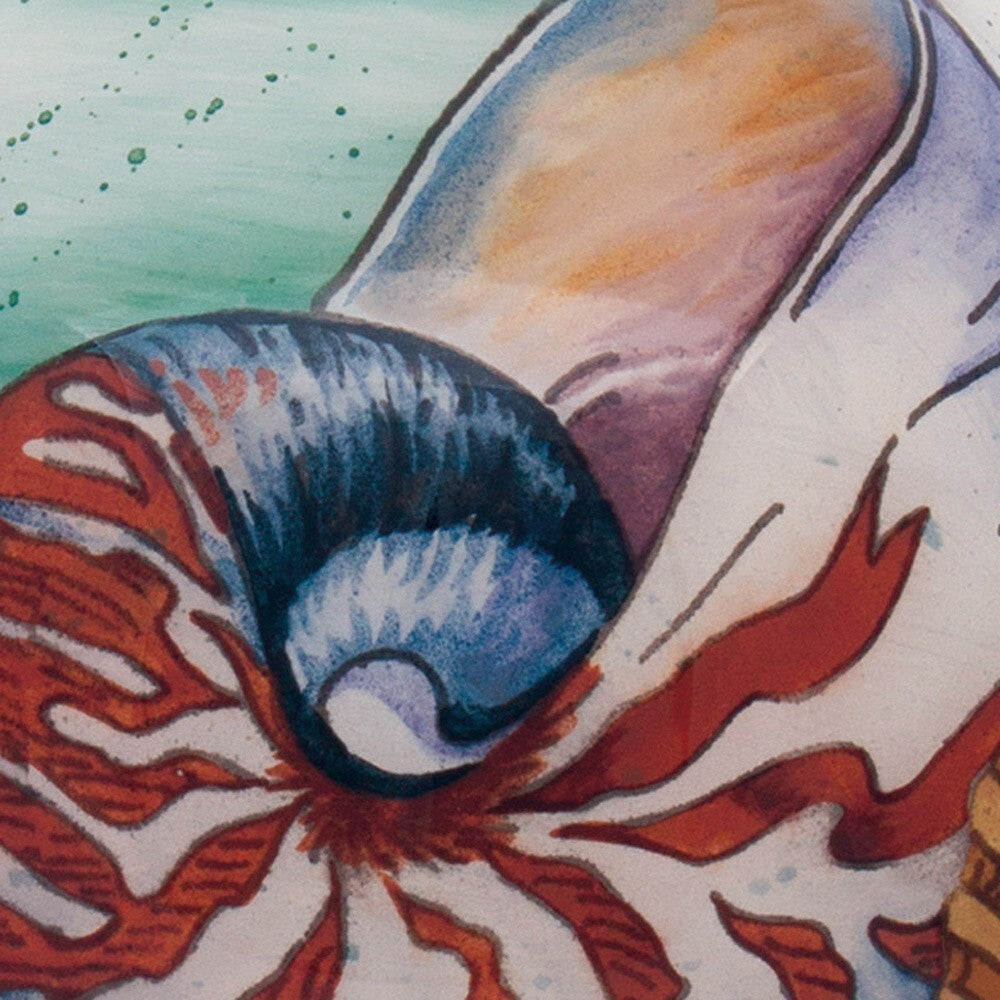 Sea Shell Hand Painted Mouth Blown Glass Ornament W2B