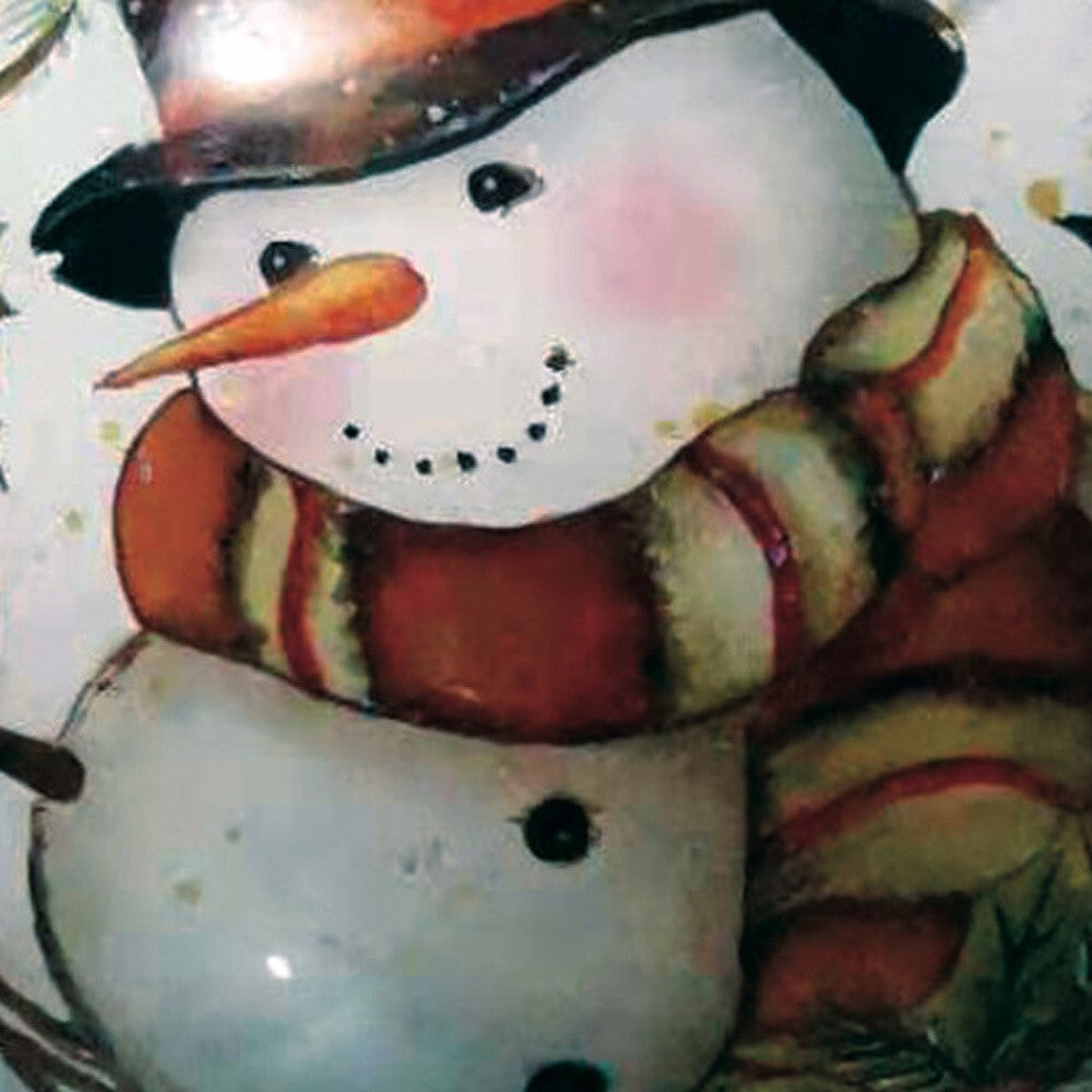 Winter Wreath Forest Snowman Hand Painted Mouth Blown Glass Ornament W2B