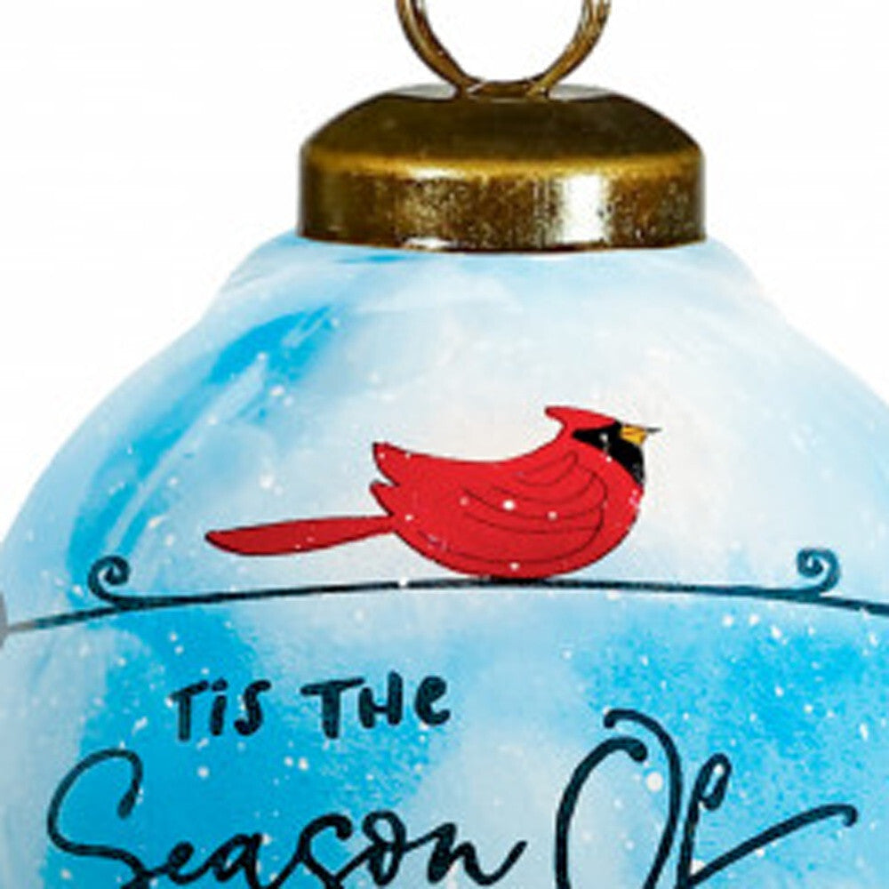 Season of Miracles Wordings Snowman Hand Painted Mouth Blown Glass Ornament W2B