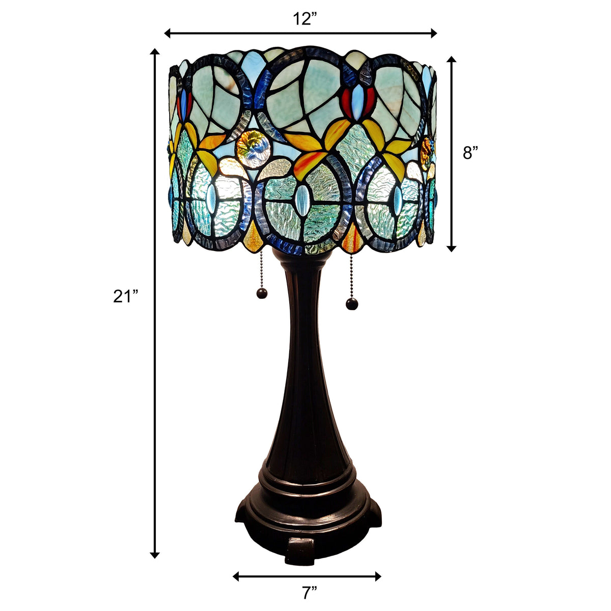 22" Dark Brown Metal Two Light Candlestick Table Lamp With Green Shade W2B