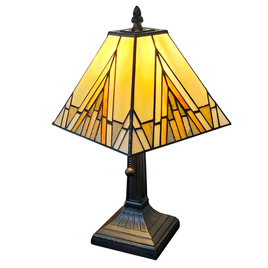15" Dark Brown Metal Candlestick Table Lamp With Beige Shade W2B