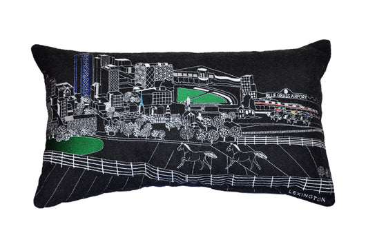 14" X 24" Black Gray and White Hometown Pride Wool Lumbar Throw Pillow W2B