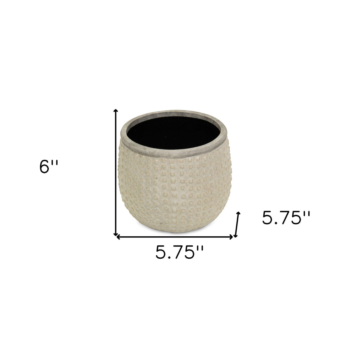 6" Beige Dot Ceramic Indoor Outdoor Round Pot Planter W2B