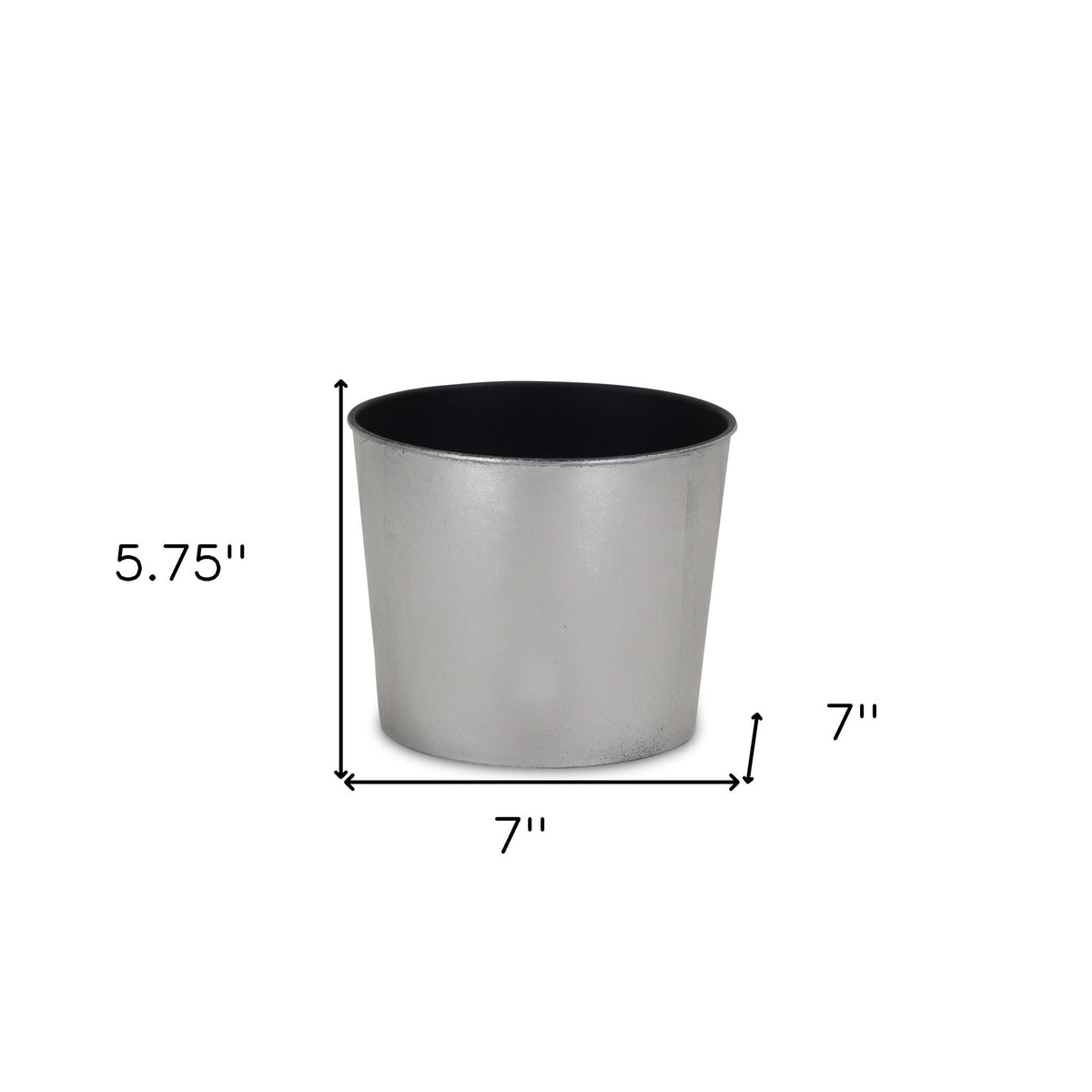7" Silver Recycled Plastic Indoor Outdoor Round Pot Planter W2B