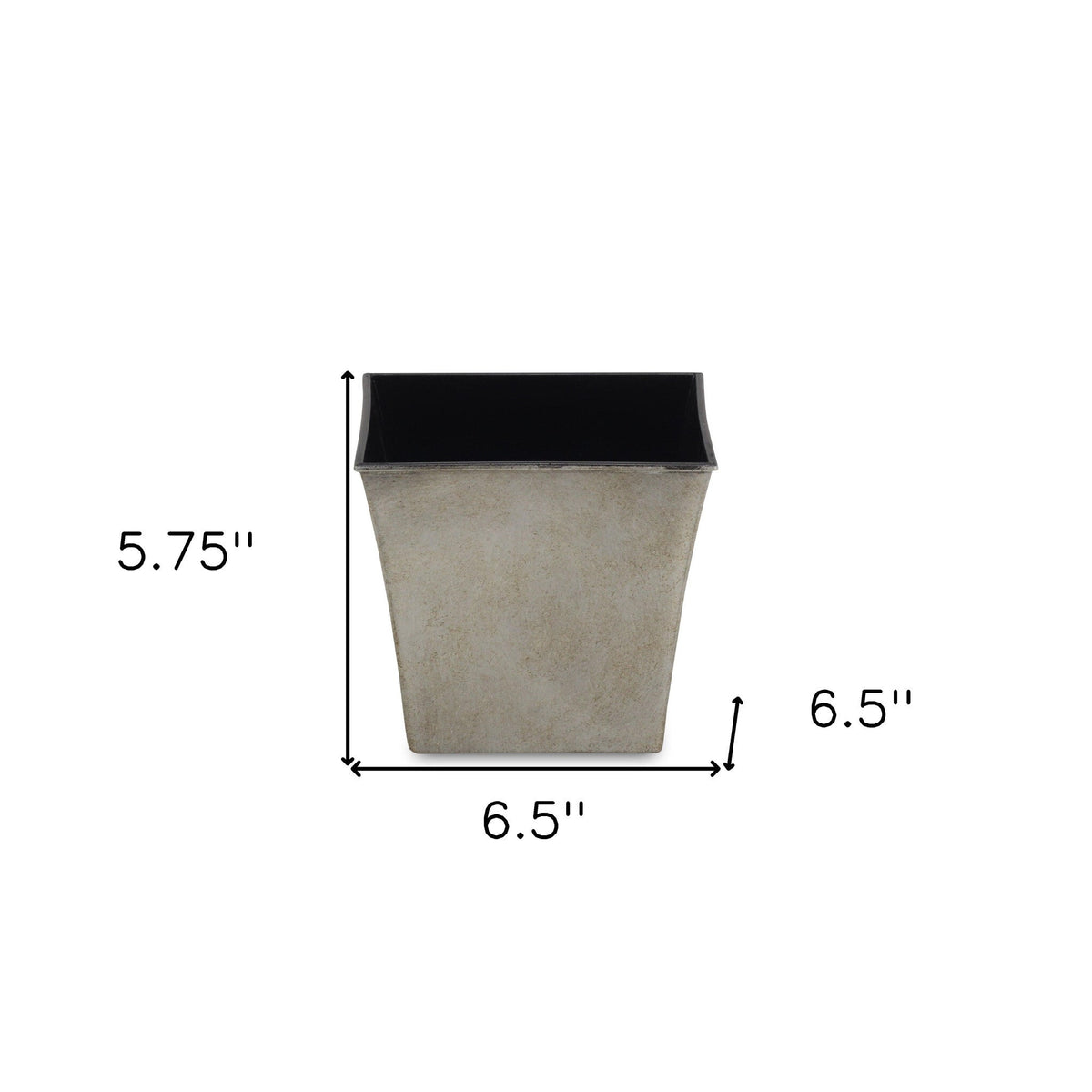 7" Gray Recycled Plastic Indoor Outdoor Square Pot Planter W2B