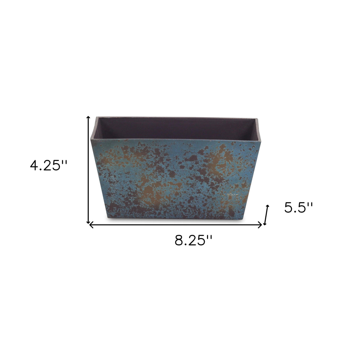 8" Blue Recycled Plastic Indoor Outdoor Rectangular Planter Box W2B
