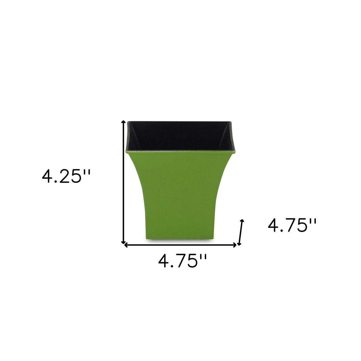 5" Lime Green Recycled Plastic Indoor Outdoor Square Pot Planter W2B