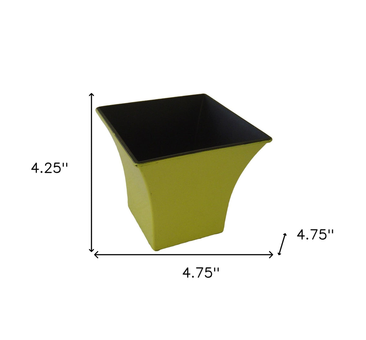 5" Yellow Recycled Plastic Indoor Outdoor Square Pot Planter W2B