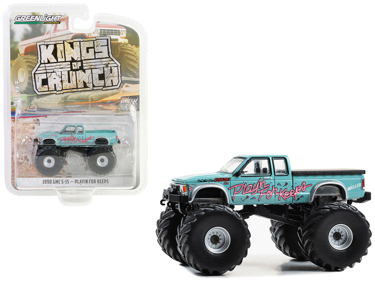 1990 GMC S-15 Monster Truck Light Blue "Playin' for Keeps" "Kings of Crunch" Series 14 1/64 Diecast Model Car by Greenlight Greenlight