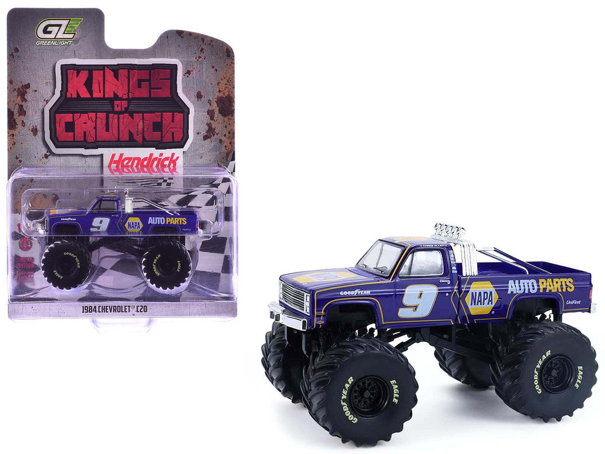 1984 Chevrolet C20 Monster Truck #9 "NAPA" Blue with Graphics "Kings of Crunch - Hendrick Motorsports Tribute" Special Edition 1/64 Diecast Model Car by Greenlight Greenlight
