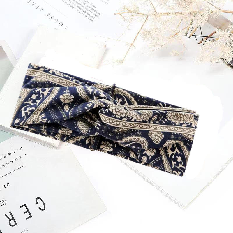 Sweat-absorbent And Anti-perspirant Bundled Headband With Wide-brimmed Print Headband LadyShow.Store