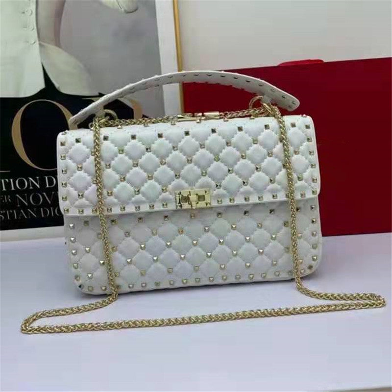 Women's Fashion Sheepskin Diamond Studded Small Square Bag LadyShow.Store