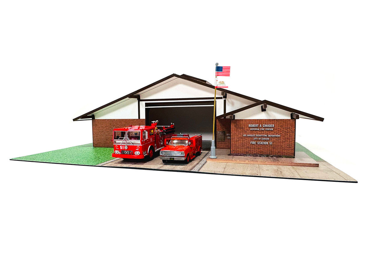 Los Angeles County Fire Department Fire Station 51 Diorama EZ Assembly Kit "Emergency!" Series 1/50 Model by Iconic Replicas Iconic Replicas