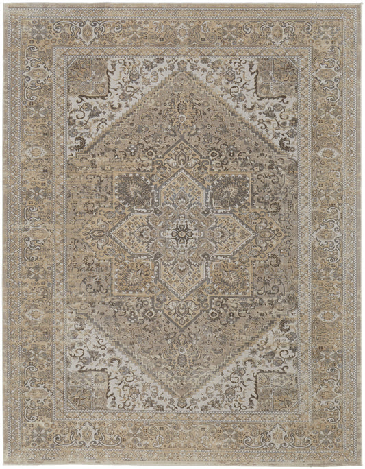 4' X 6' Brown and Ivory Floral Power Loom Distressed Non Skid Area Rug