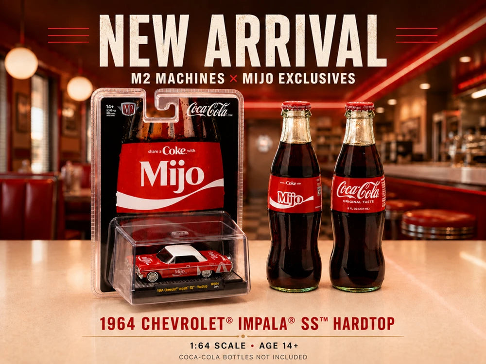 1964 Chevrolet Impala SS Lowrider "Coca Cola" Red with White Top and Graphics Limited Edition to 9340 pieces Worldwide 1/64 Diecast Model Car by M2 Machines M2