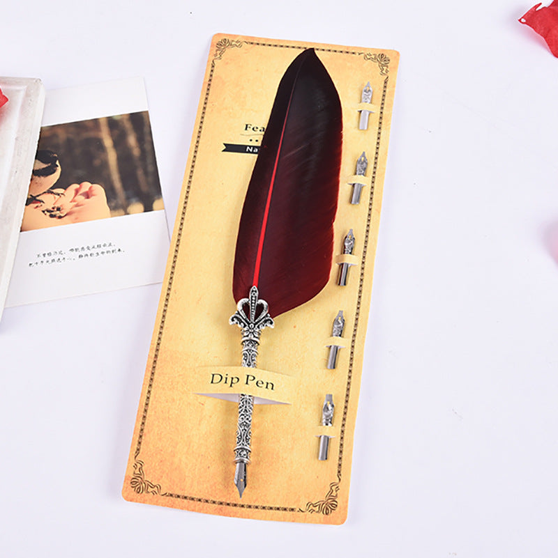 Creative Retro Turkey Feather Pen Teacher's Day Gift CJD