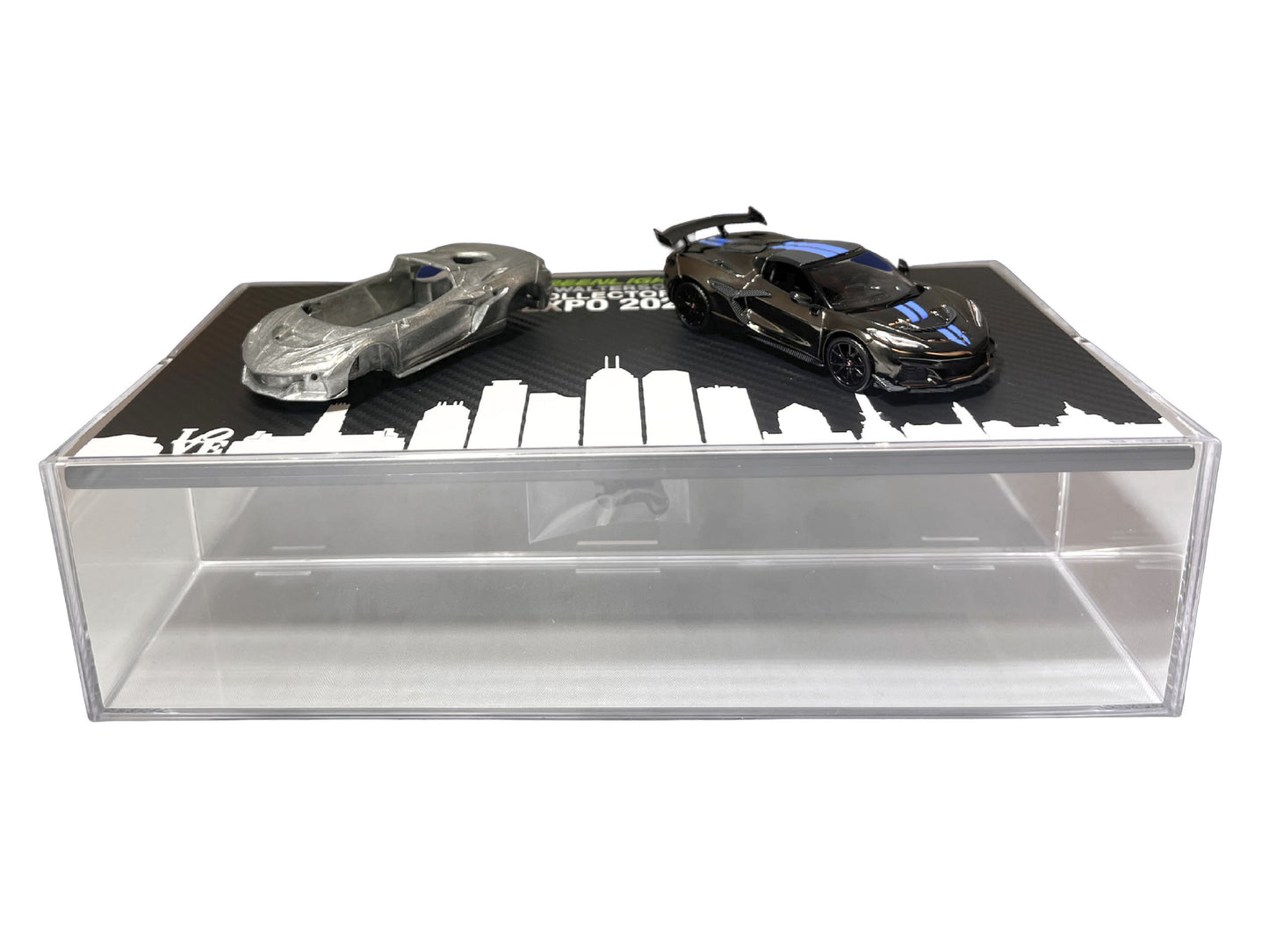 2025 Chevrolet Corvette C8 ZR1 Black with Blue Stripes with Raw Casting Dual Pack "2025 Greenlight Waltersons Collector's Expo Exclusive" 1/64 Diecast Model Car by Greenlight