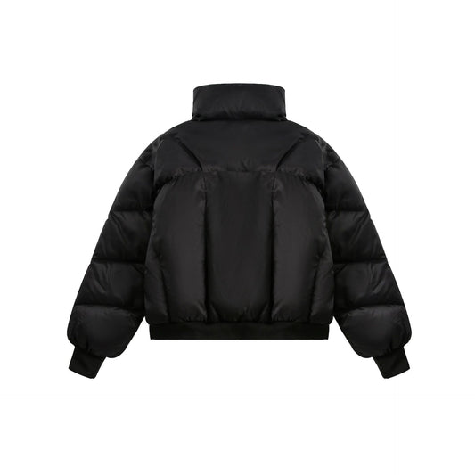 Winter New White Duck Down American Black Stand-up Collar Bread Coat Accent Plus