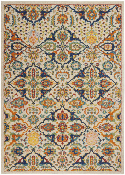 6' X 9' Ivory Floral Power Loom Area Rug