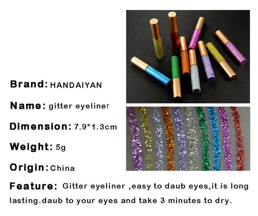 HANDAIYAN Brand 1 Pcs Glitter Liquid Eyeliner Pen 10 Colors Metallic Shine Eye Shadow & Liner Combination Pencil Eyes Makeup CJD