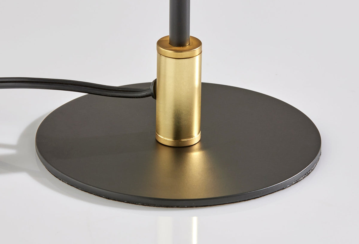 20" Black and Gold Metal Two Light Candlestick LED Table Lamp With Brass Cone Shade W2B
