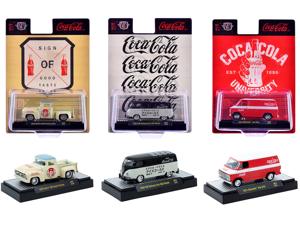 "Coca-Cola" Set of 3 pieces Release 62 Limited Edition to 8000 pieces Worldwide 1/64 Diecast Model Cars by M2 Machines-4
