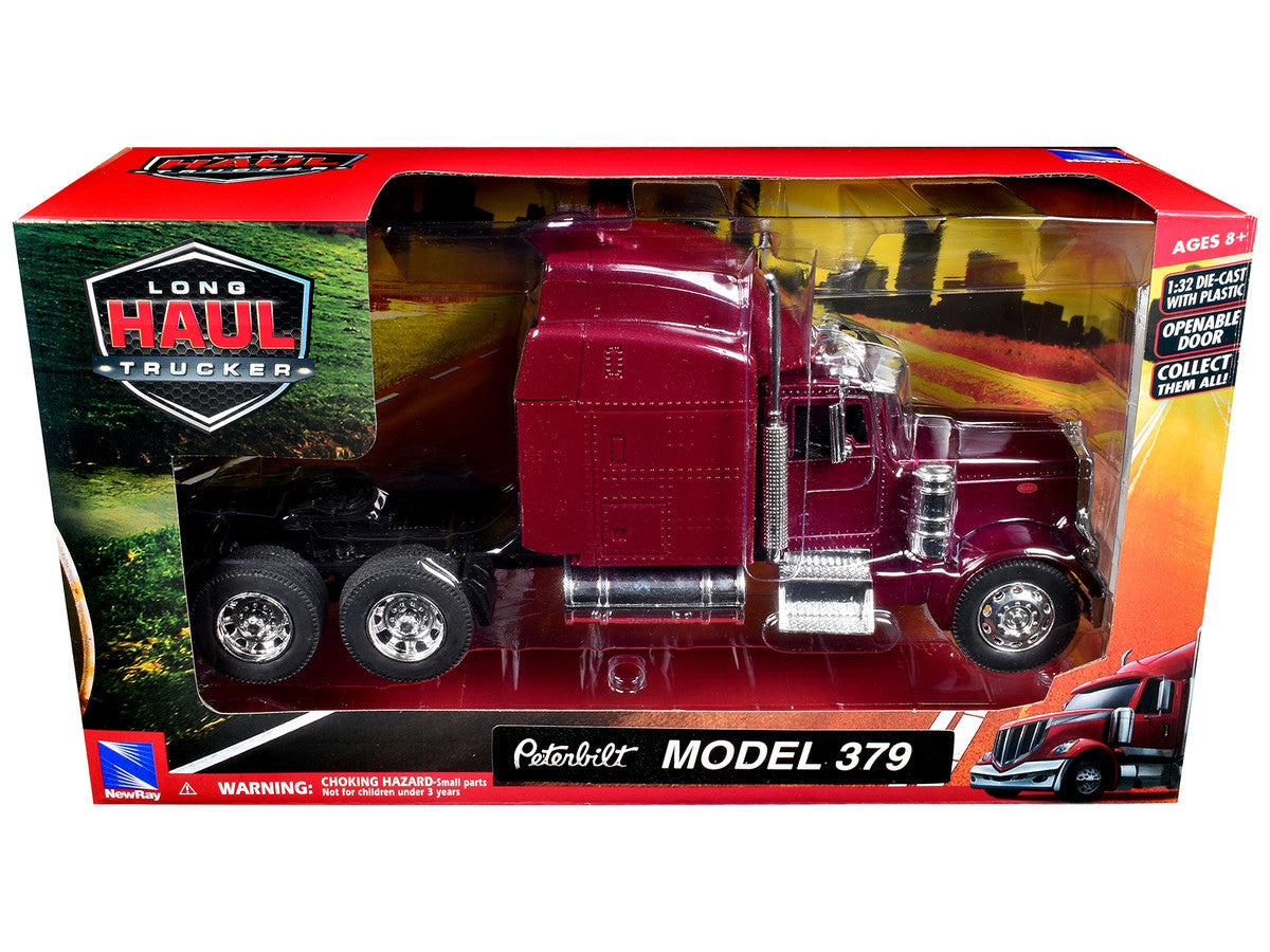 Peterbilt 379 Truck Tractor Burgundy Metallic "Long Haul Trucker" Series 1/32 Diecast Model by New Ray New Ray