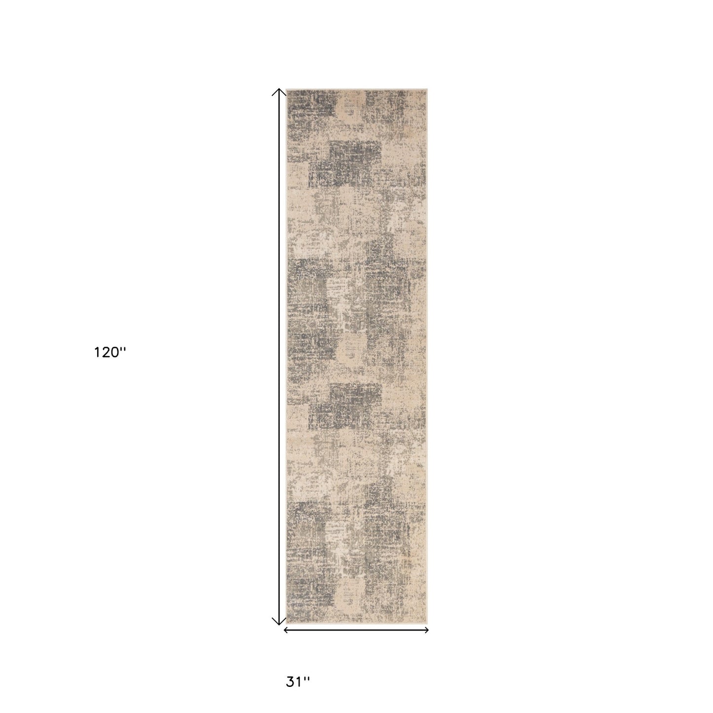 10' Gray and Light Blue Abstract Power Loom Runner Rug