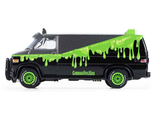 1983 GMC Vandura Van Gray Metallic and Black with Green Slime Graphics "Petey Da Fool" "Garbage Pail Kids" Series 8 1/64 Diecast Model Car by Greenlight-1