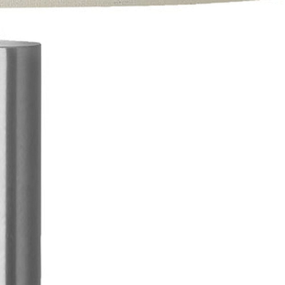 28" Silver Acrylic Cylinder Table Lamp With Ivory Drum Shade W2B