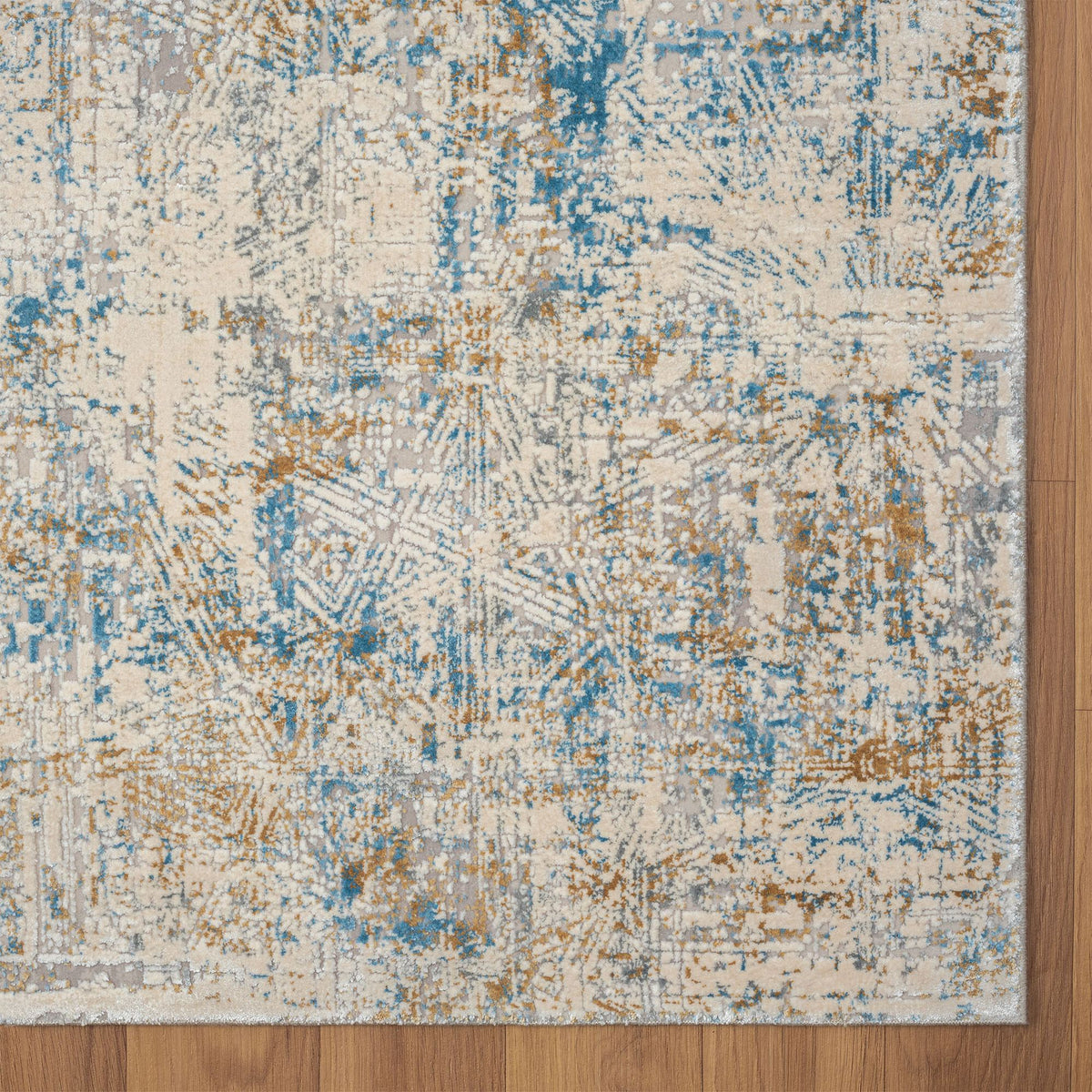 2' X 3' Blue and Ivory Abstract Area Rug W2B