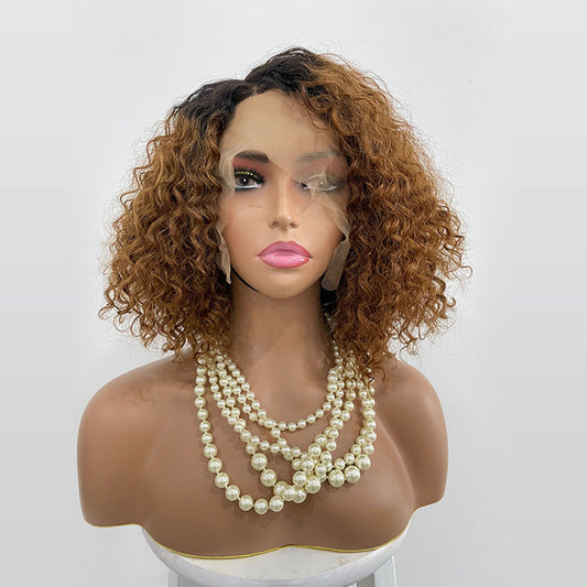 Cross-border E-commerce Exclusively For Ombre Curly Bobo1b30 Human Hair Lace Wig CJD