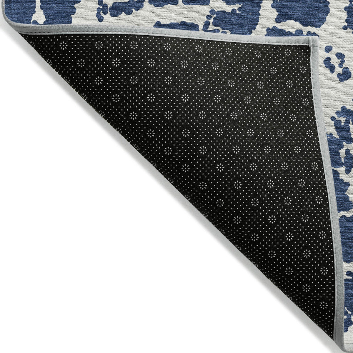 8' Runner Blue and White Abstract Washable Non Skid Indoor Outdoor Runner Rug W2B