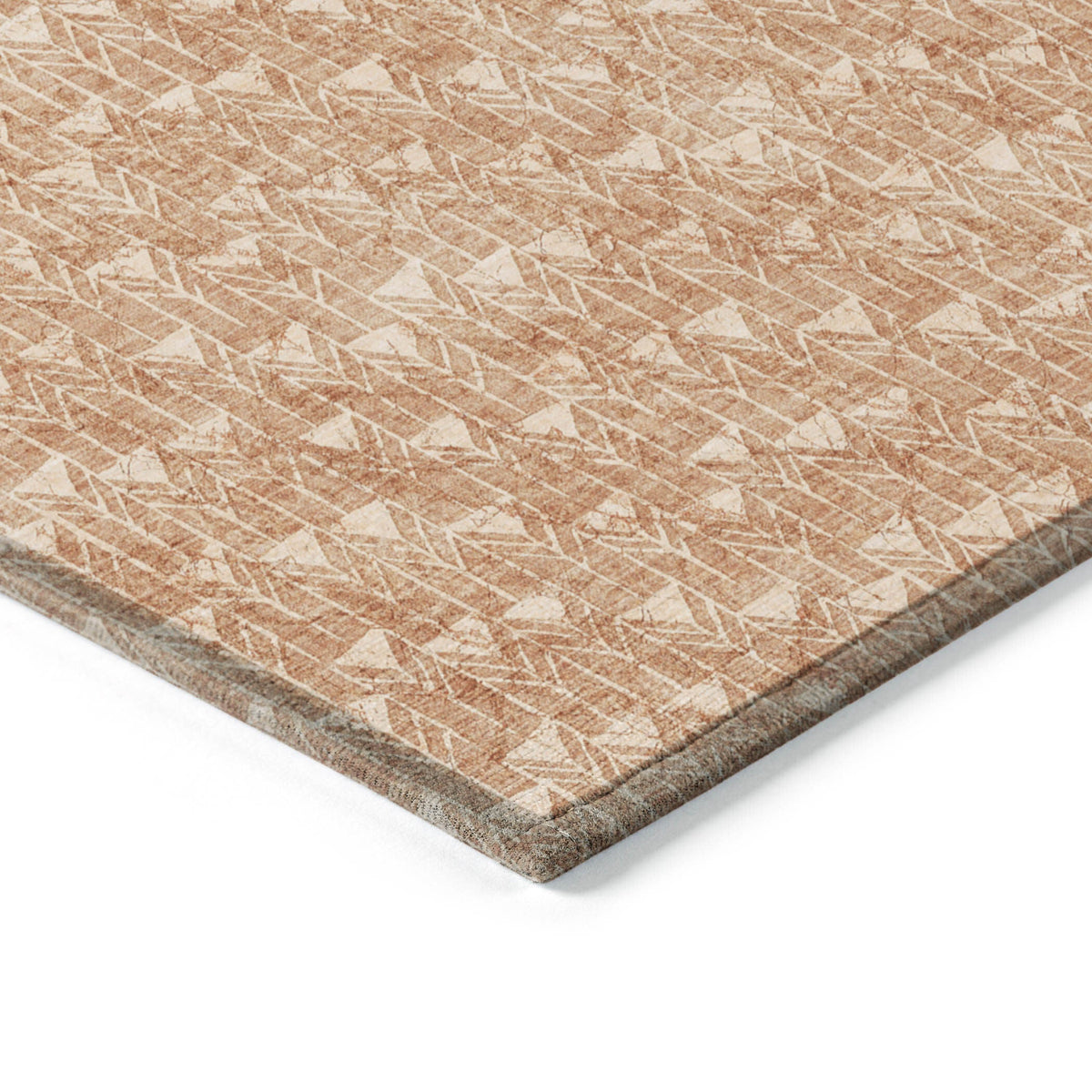 8' Runner Bronze Geometric Washable Non Skid Indoor Outdoor Runner Rug W2B