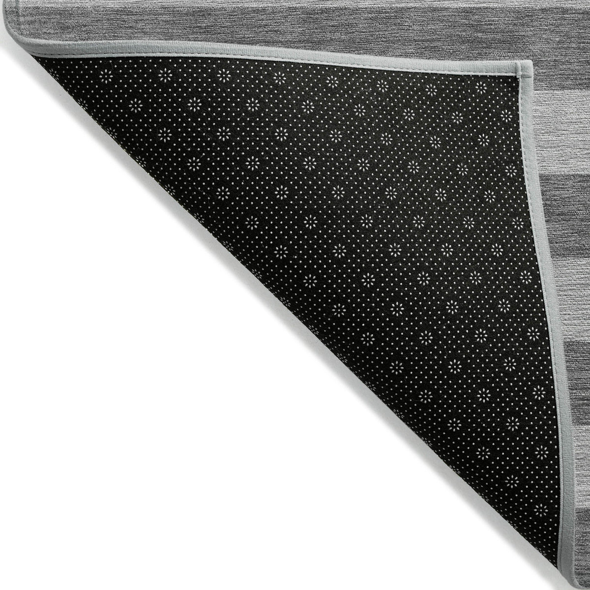 8' Runner Gray and White Striped Washable Non Skid Indoor Outdoor Runner Rug W2B