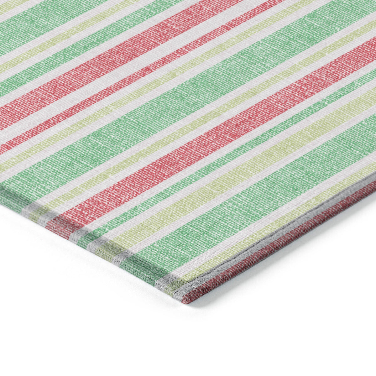 3' X 5' Green Striped Washable Non Skid Indoor Outdoor Area Rug W2B