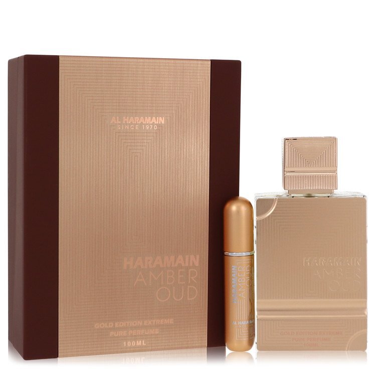 Al Haramain Amber Oud Gold Edition Extreme by Al Haramain Gift Set 3.4 oz 3.4 Pure Perfume Spray + 0.34 oz Refillable Spray (Women) W2B