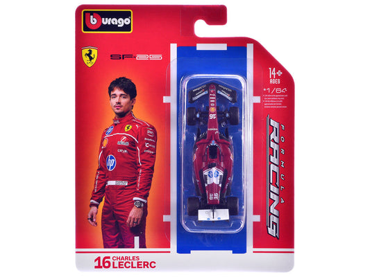 Ferrari SF-25 #16 Charles Leclerc Formula One F1 World Championship (2025) "Formula Racing" Series 1/64 Diecast Model Car by Bburago Bburago