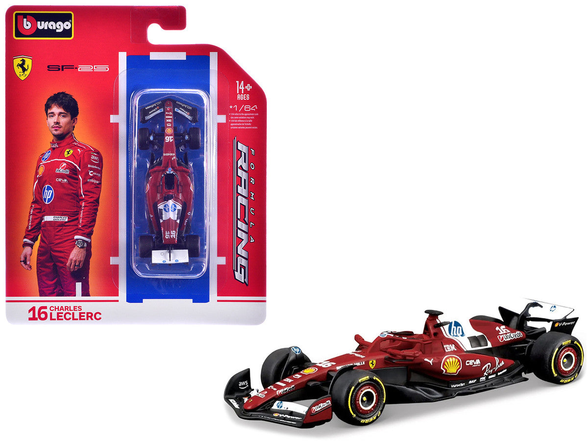 Ferrari SF-25 #16 Charles Leclerc Formula One F1 World Championship (2025) "Formula Racing" Series 1/64 Diecast Model Car by Bburago Bburago