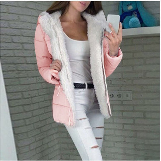 Fleece-lined Cardigan Hooded Coat Cotton-padded Jacket LadyShow.Store