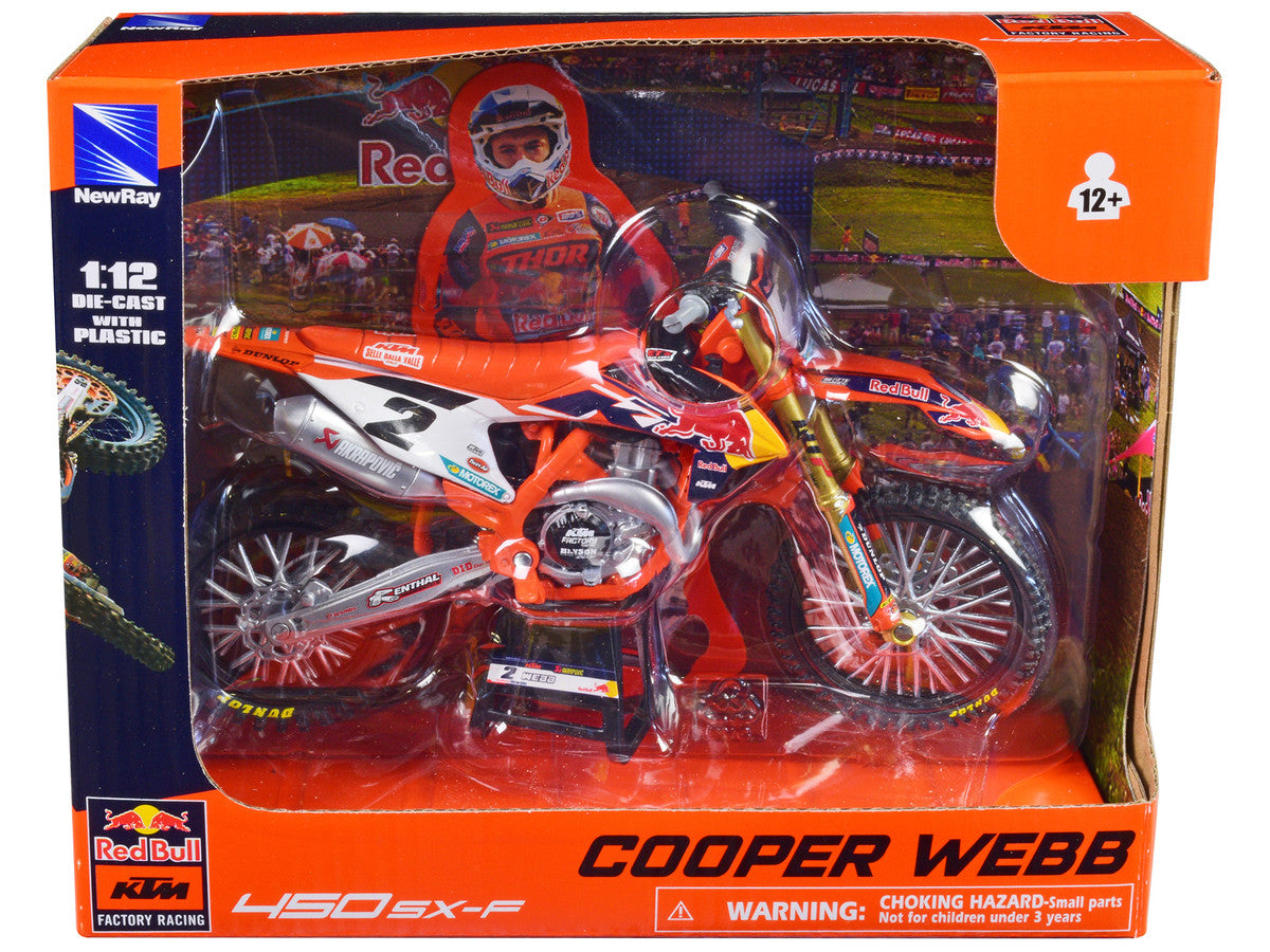 KTM 450 SX-F Motorcycle #2 Cooper Webb "Red Bull KTM Factory Racing" 1/12 Diecast Model by New Ray New Ray