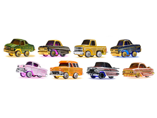 "Lowriders Show Glow" Series 2 Set of 8 Pieces Diecast Model Cars by CarTuned-1