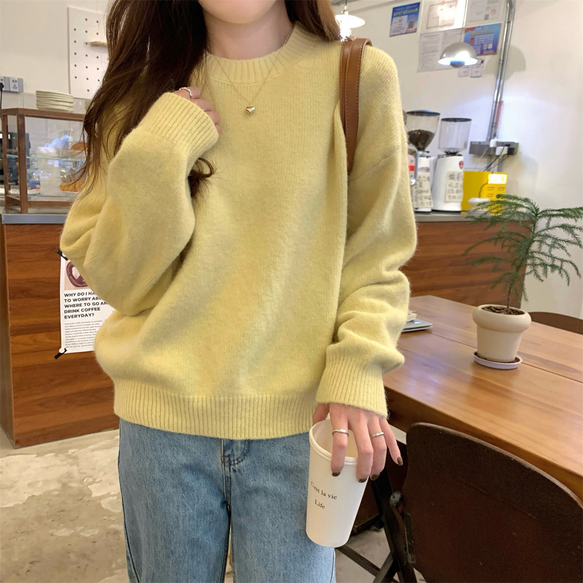 Korean Style Soft Glutinous Loose Candy Color Sweater Best YouTube Store